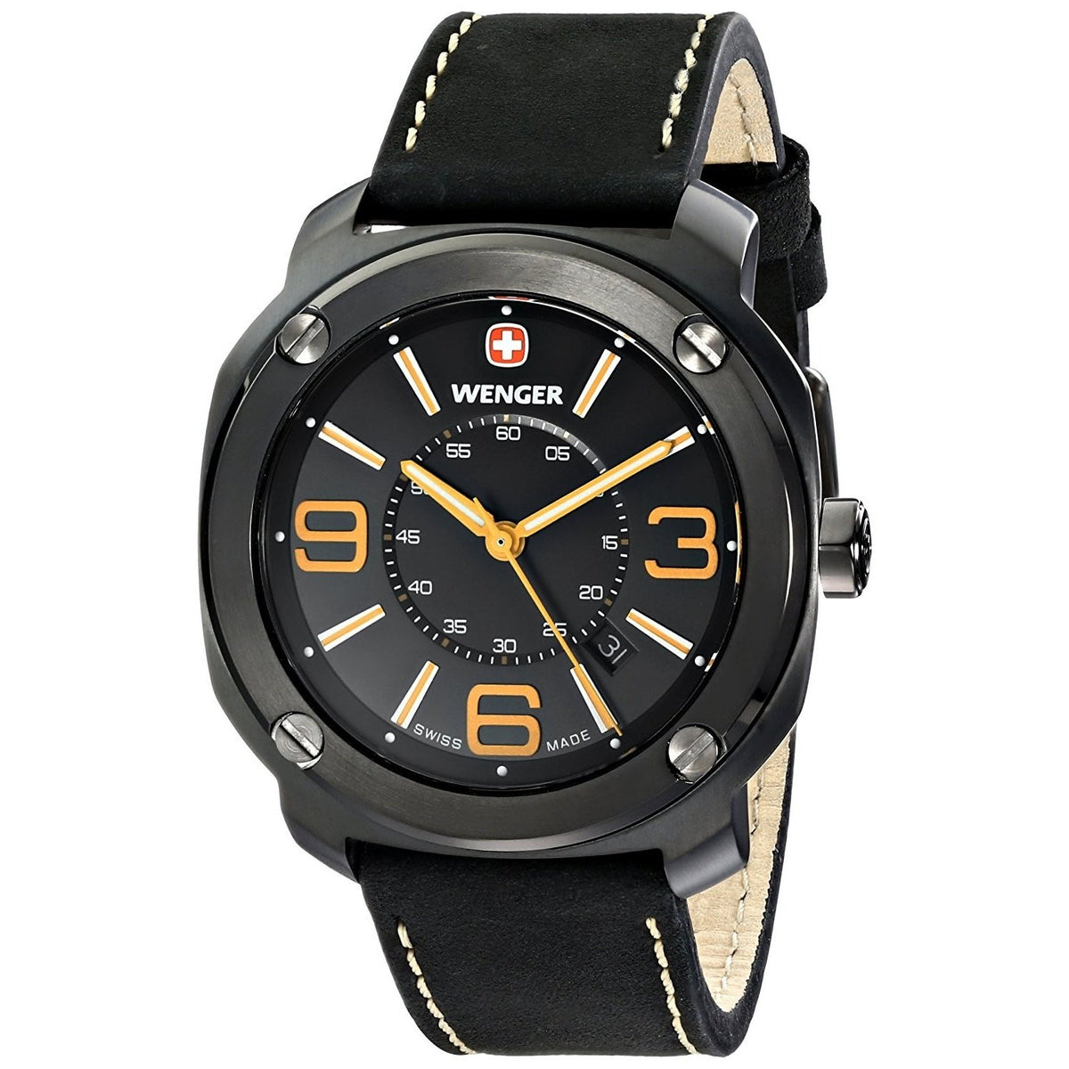 Wenger Men&#39;s 01.1051.106 Escort Black Leather Watch