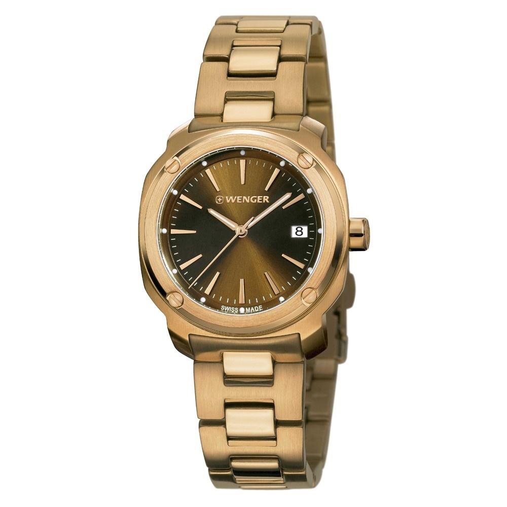 Wenger Women&#39;s 01.1121.105 Edge Index Rose-Tone Stainless Steel Watch