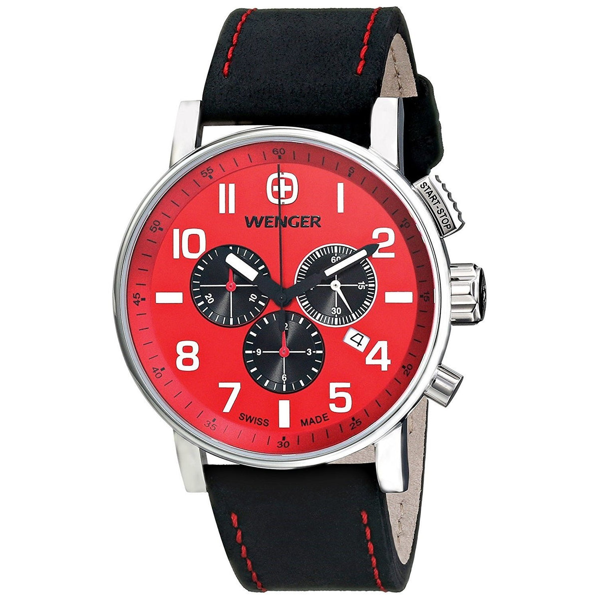 Wenger Men&#39;s 01.1243.103 Attitude Chronograph Black Leather Watch