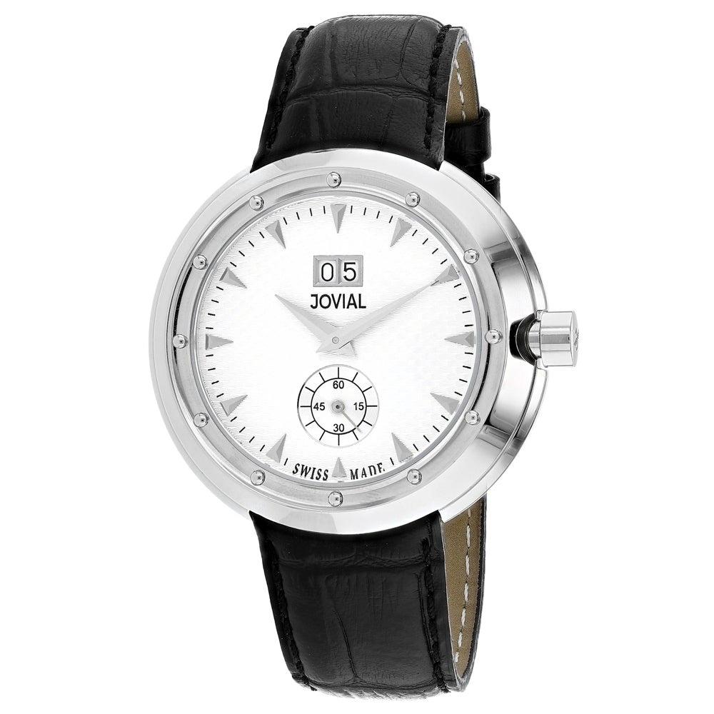 Jovial Men&#39;s 010-11076-MSL-02 Jovial Black Leather Watch