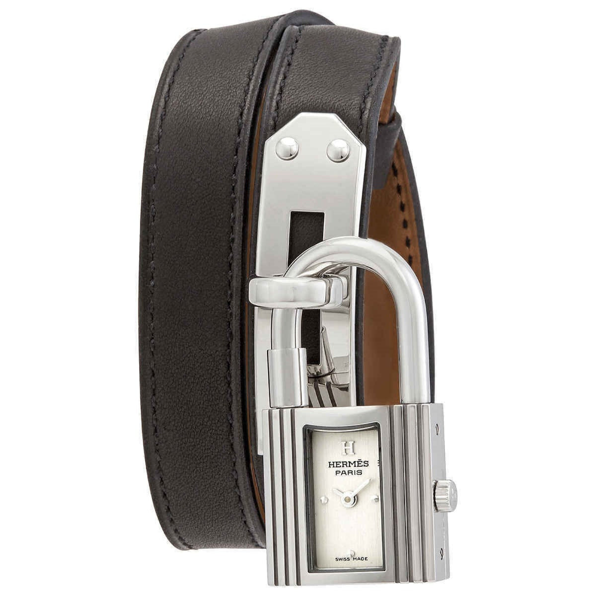 Hermes Women&#39;s 023674WW00 Kelly Black Leather Watch