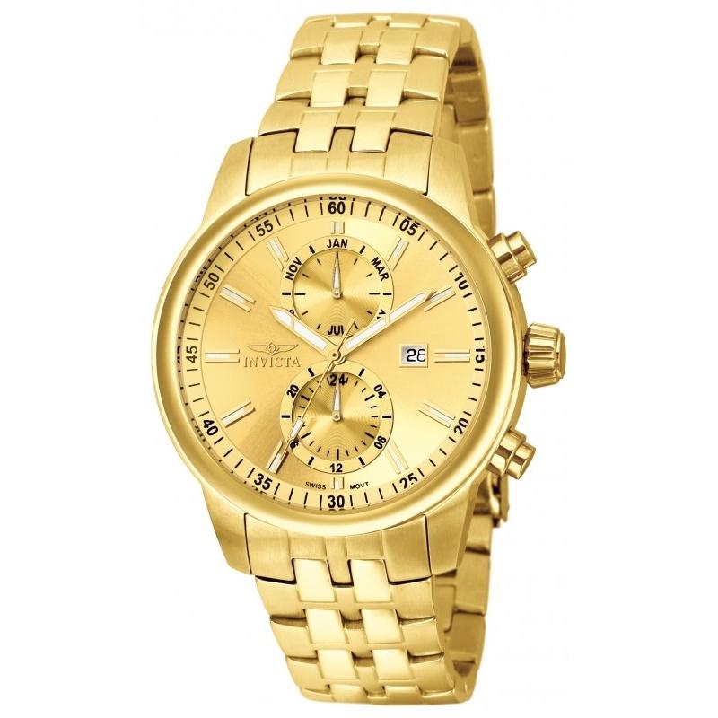 Invicta Men&#39;s 0253 Specialty Chronograph Gold-Tone Stainless Steel Watch