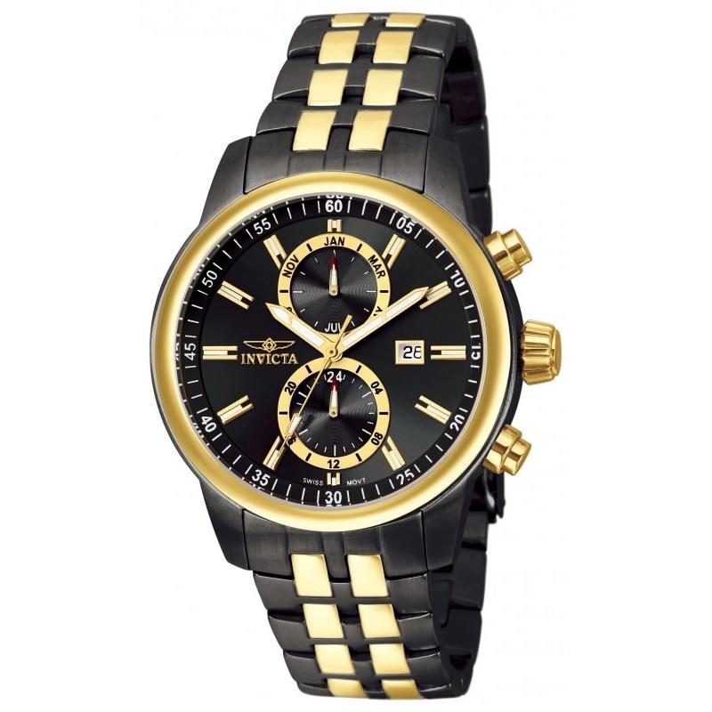 Invicta Men&#39;s 0254 Specialty Chronograph Black and Gold-Tone Stainless Steel Watch
