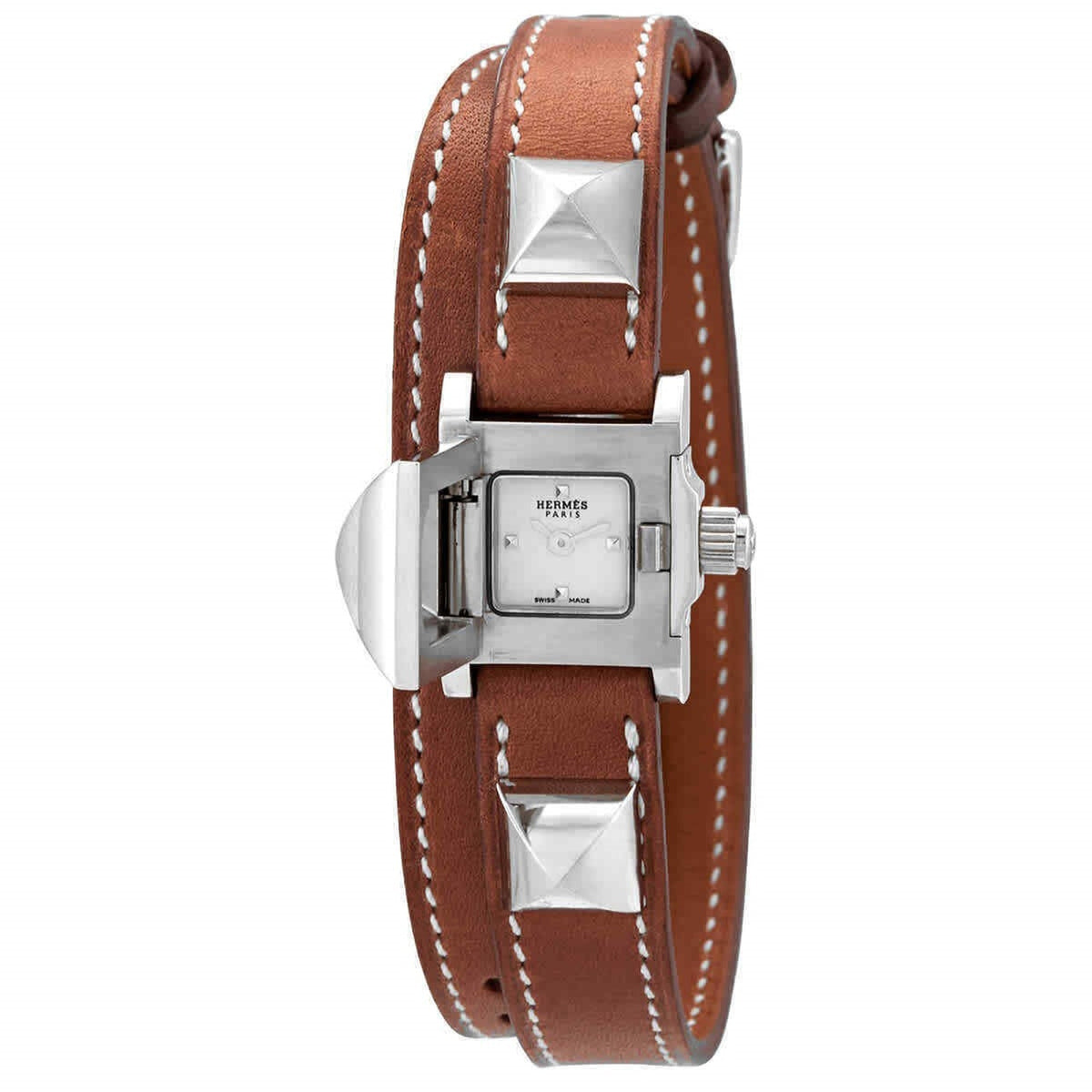 Hermes Women&#39;s 028273WW00 Medor Mini Brown Leather Watch