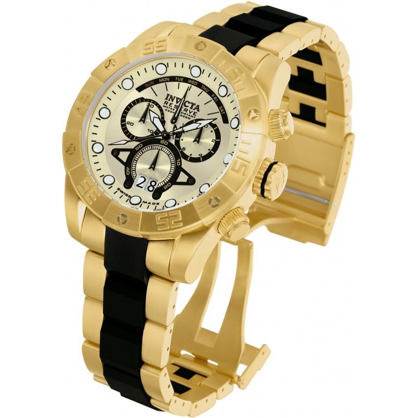 Invicta Men&#39;s 0333 Reserve Nekton Chronograph Black and Gold-Tone Stainless Steel Watch