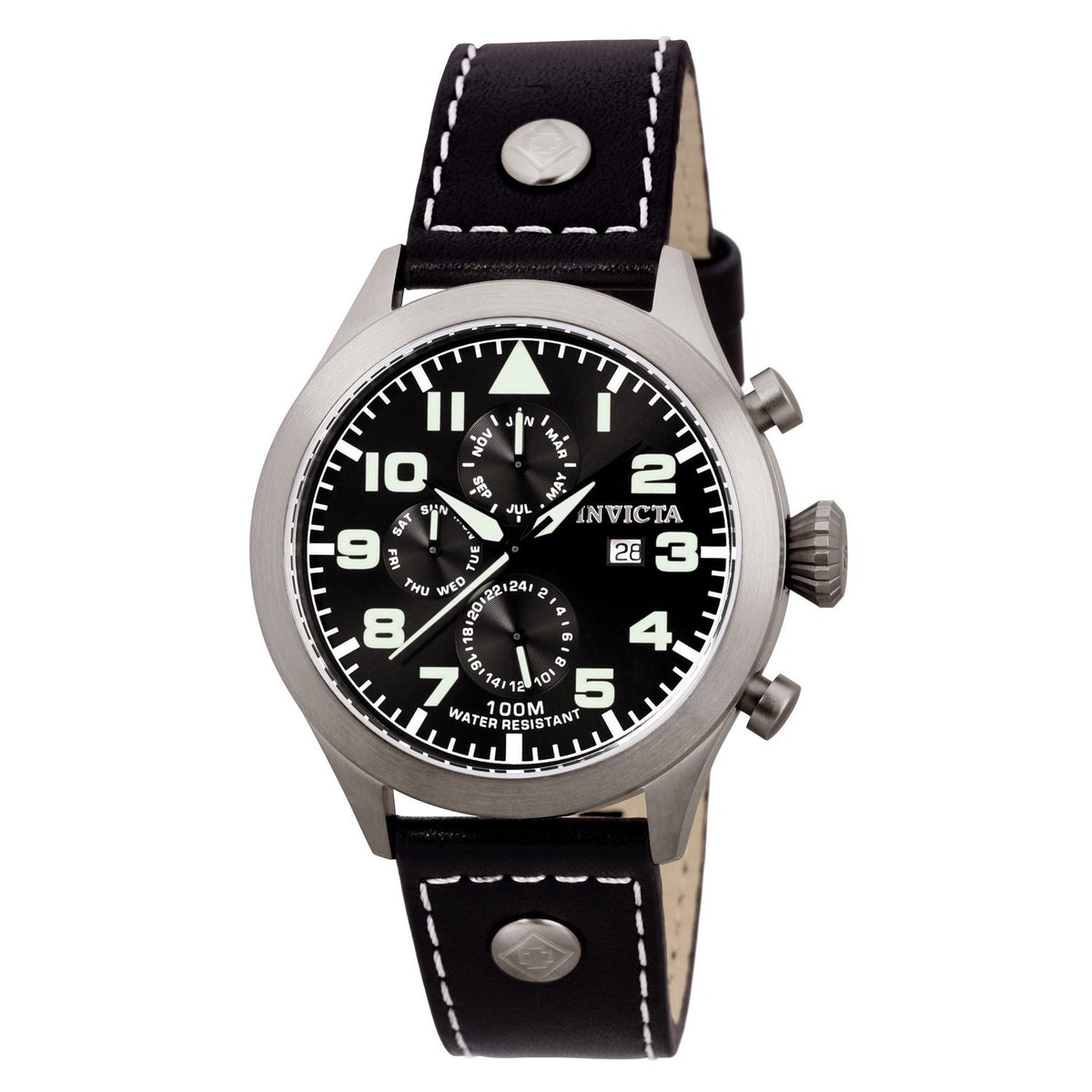 Invicta Men&#39;s 0353 I-Force Military Multi-Function Black Leather Watch