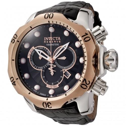 Invicta Men&#39;s 0360 Reserve Venom Chronograph Black Leather Watch