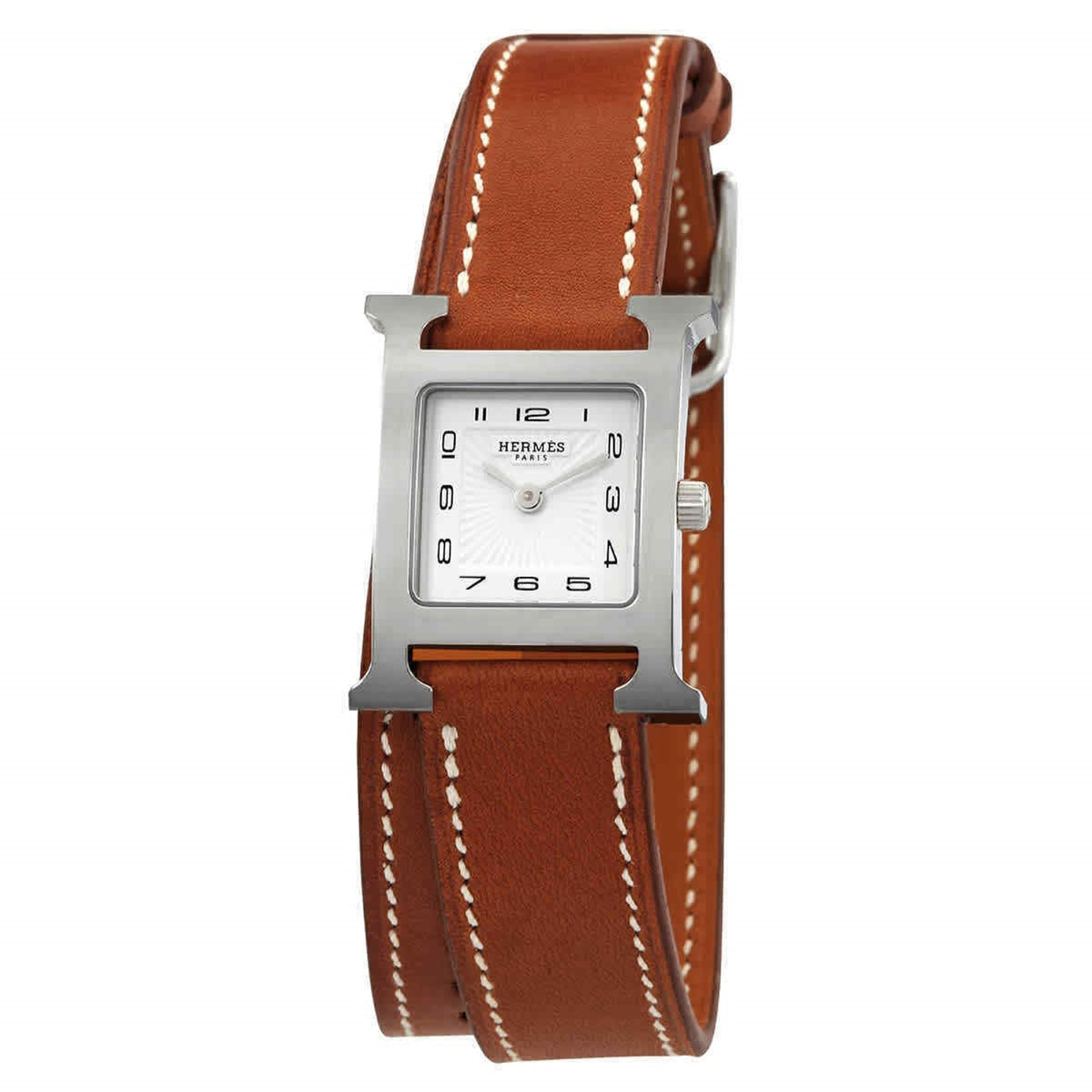 Hermes Women's 036712WW00 H Hour Brown Leather Watch