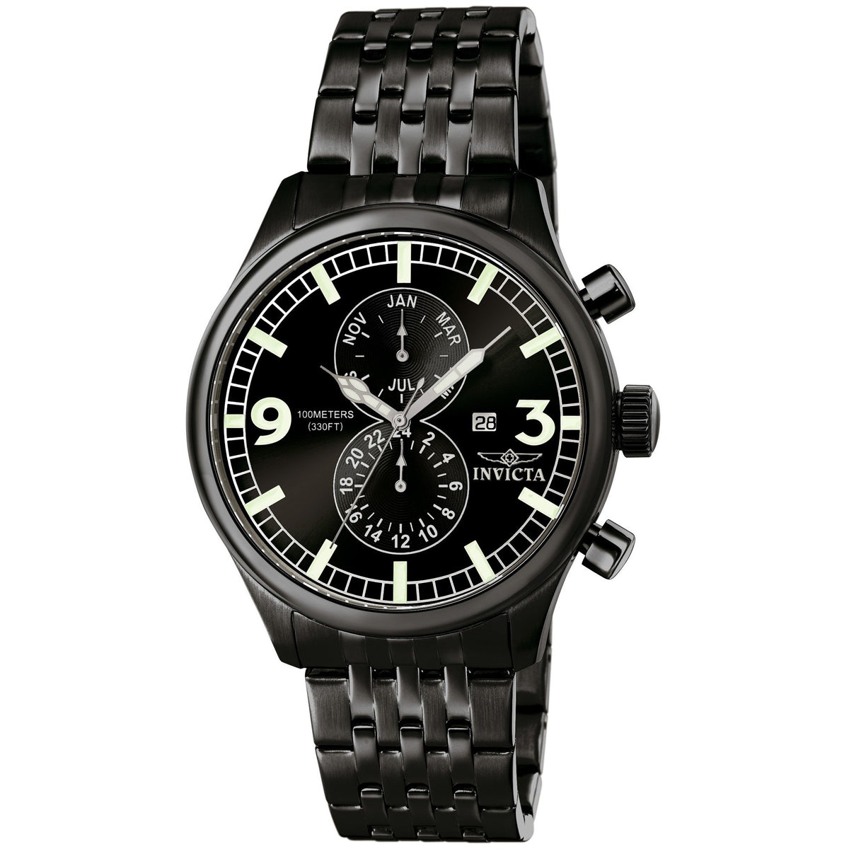Invicta Men&#39;s 0367 Specialty Multi-Function Black Stainless Steel Watch