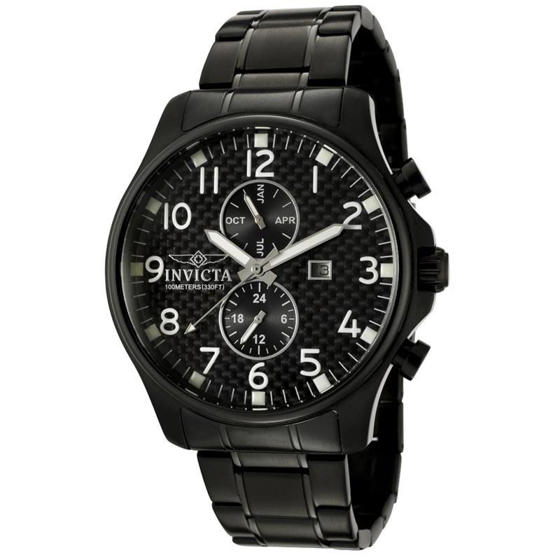 Invicta Men&#39;s 0383 Specialty Chronograph Black Stainless Steel Watch
