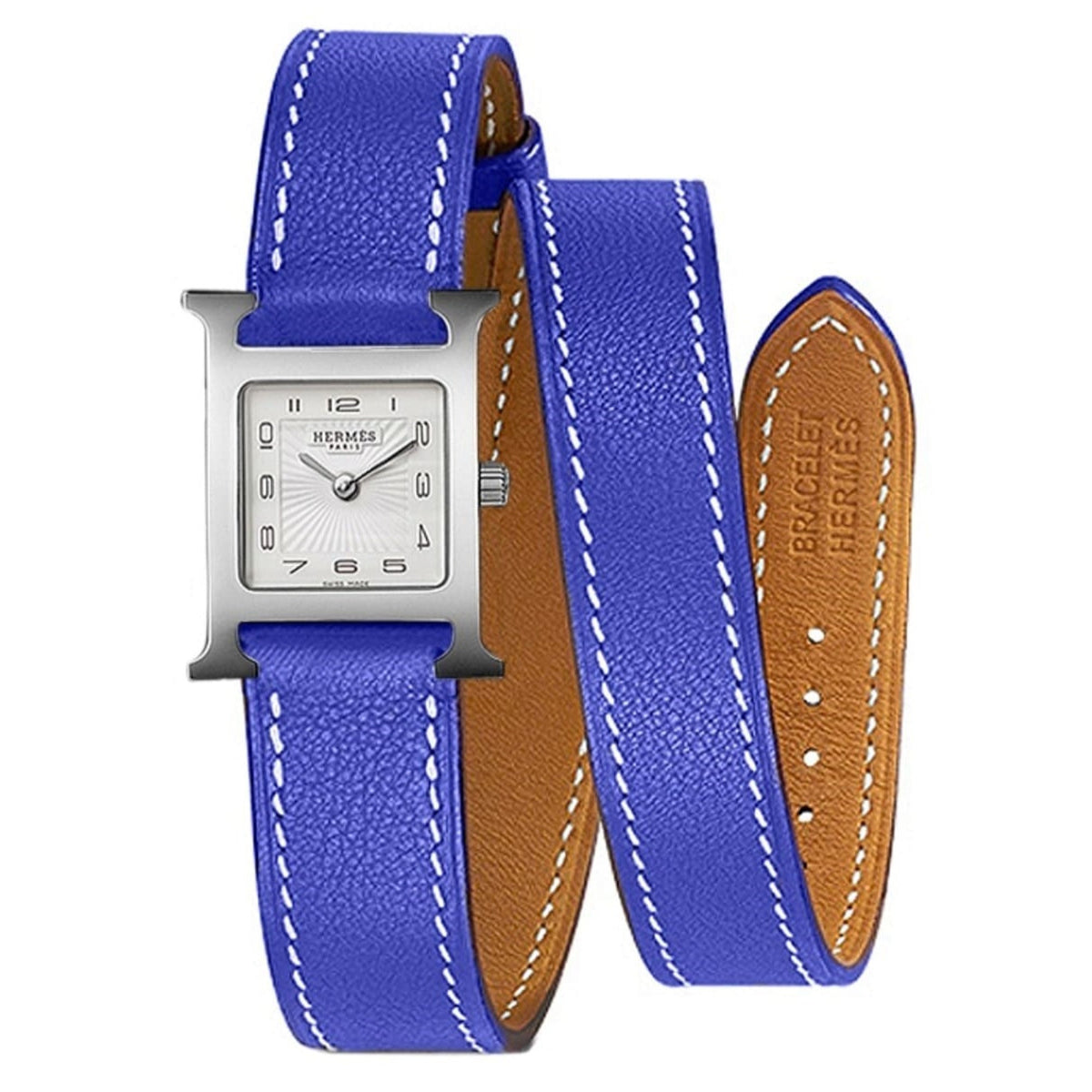 Hermes Women's 039366WW00 H Hour Blue Leather Watch