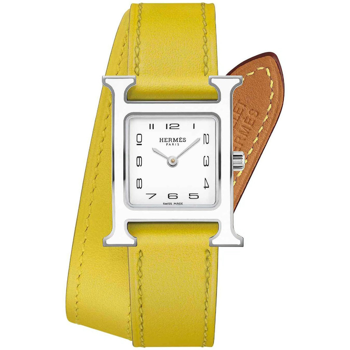 Hermes Women's 044921WW00 H Hour Yellow Leather Watch