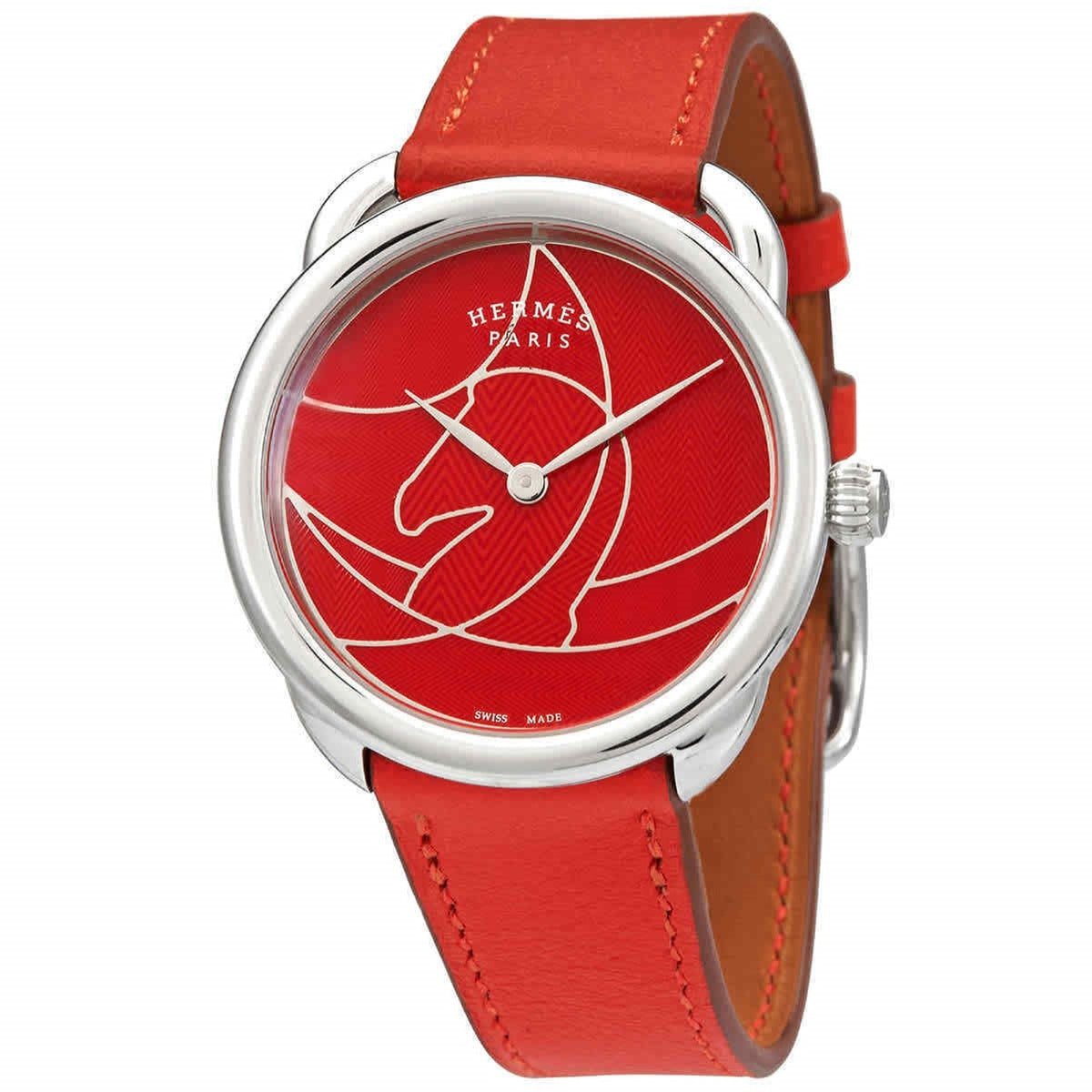Hermes Women's 045225WW00 Arceau Casaque Red Leather Watch