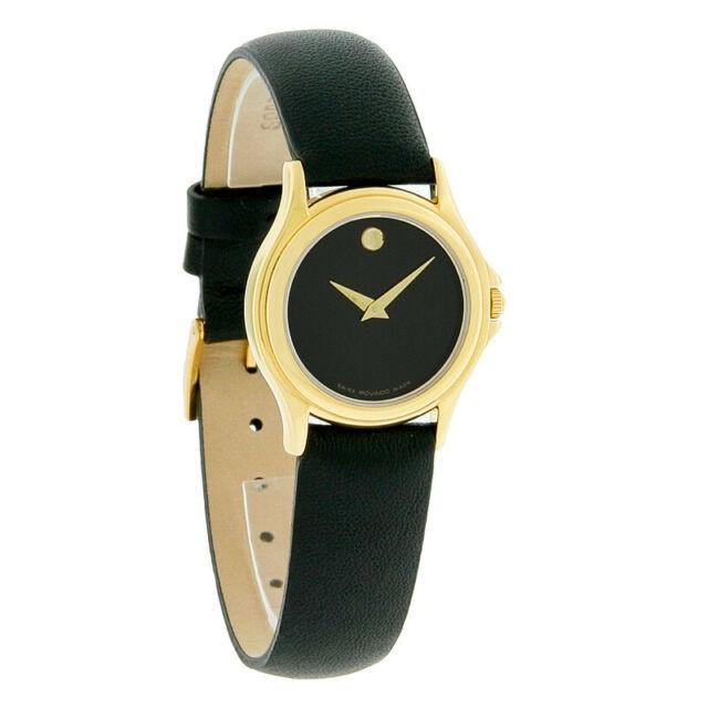 Movado Women's 0602571 Gentry Black Leather Watch