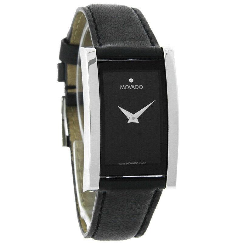 Movado Women&#39;s 0605396 La Novelle Black Leather Watch