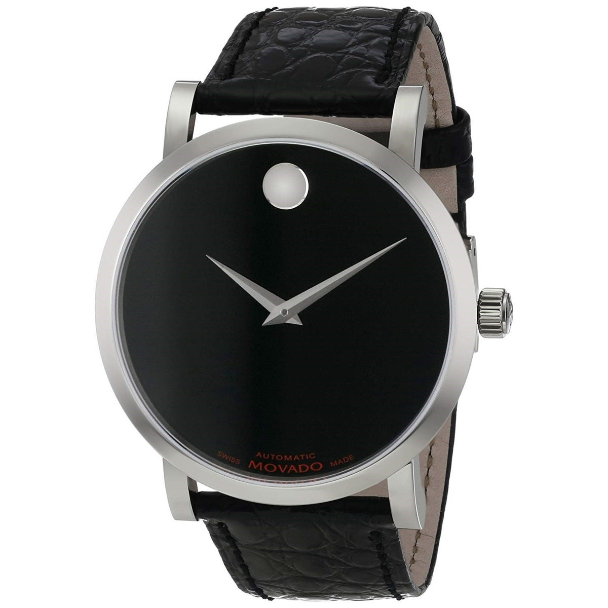 Movado Men's 0606112 Red Label Automatic Black Leather Watch
