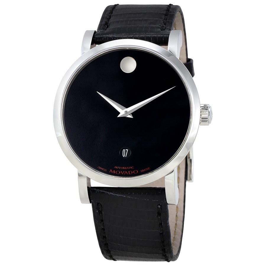 Movado Men's 0606114 Red Label Automatic Black Leather Watch