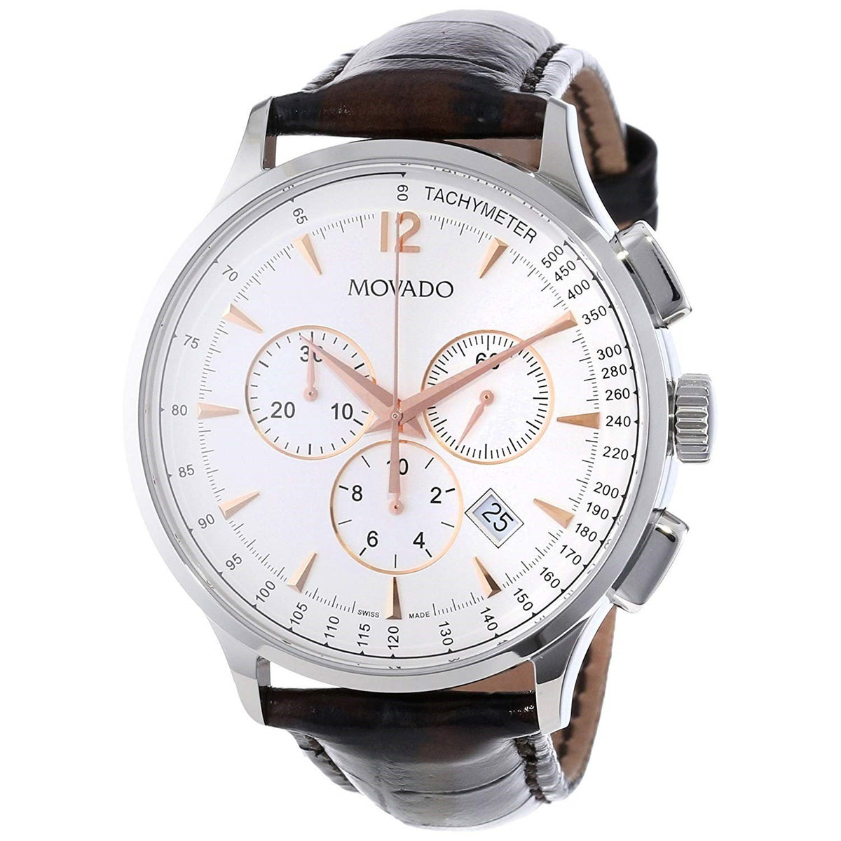 Movado Men's 0606576 Circa Chronograph Brown Leather Watch