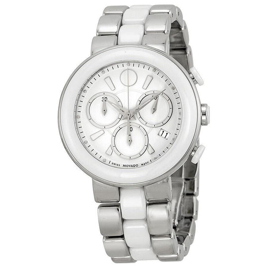 Movado Women's 0606758 CerenaÂ  Chronograph Two-Tone Stainless Steel with White Ceramic Watch