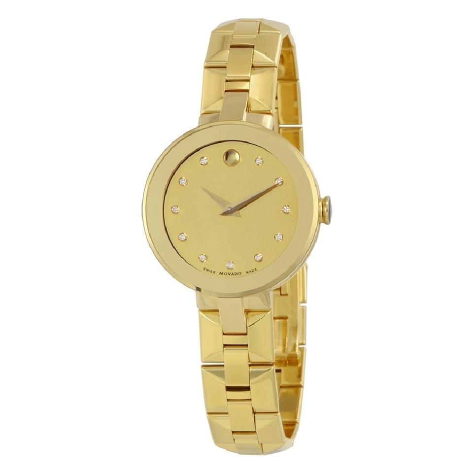 Movado Women's 0606912 Sapphire Diamond Gold-Tone Stainless Steel Watch