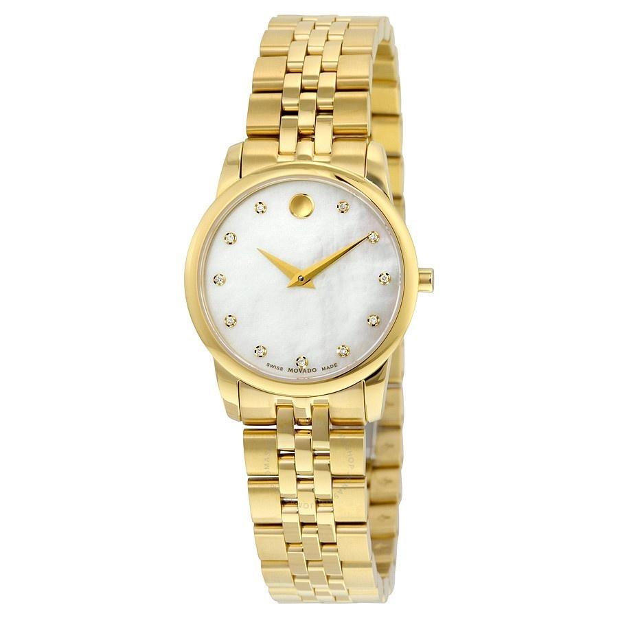 Movado Women&#39;s 0606998 Museum Diamond Gold-Tone Stainless Steel Watch