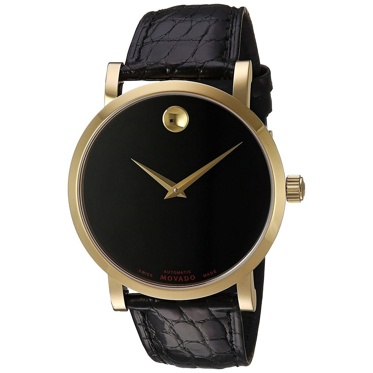 Movado Men&#39;s 0607007 Red Label Automatic Black Leather Watch