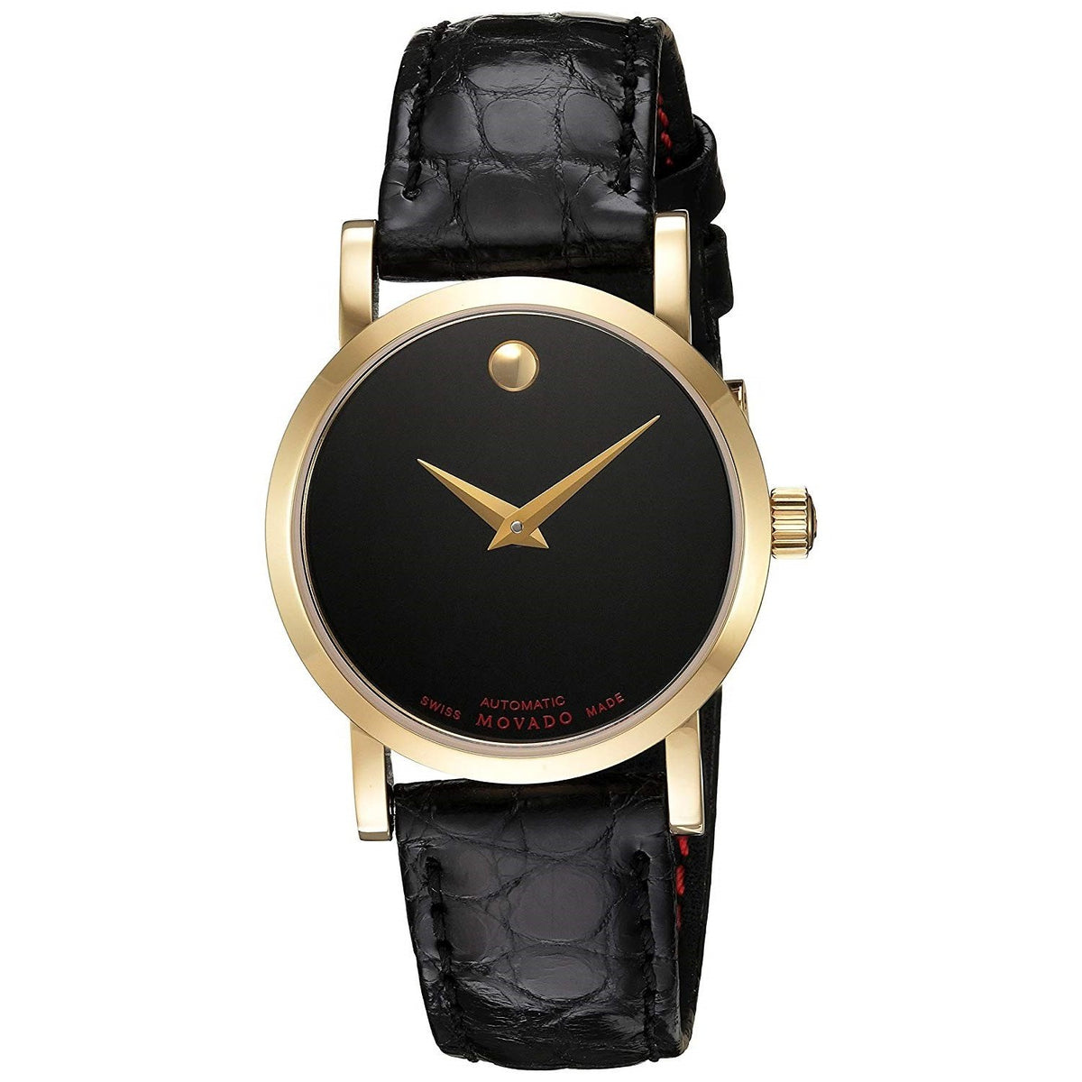 Movado Women's 0607010 Red Label Automatic Black Leather Watch