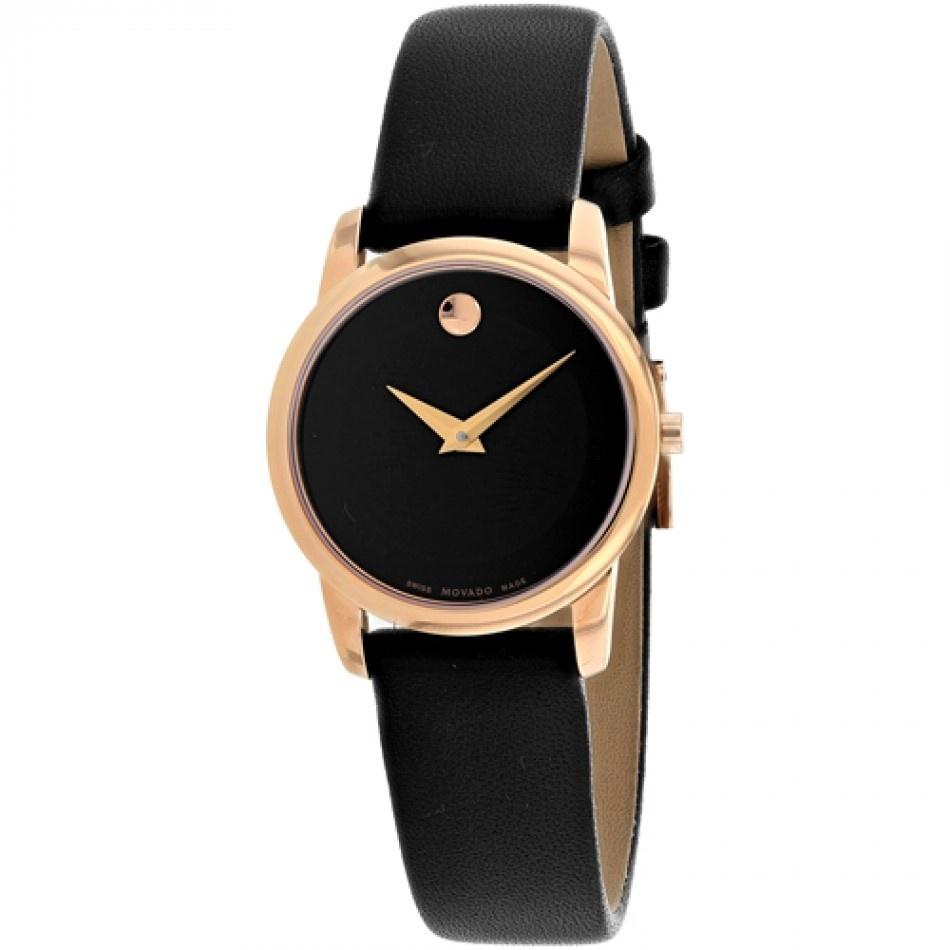 Movado Women's 0607079 Museum Black Leather Watch