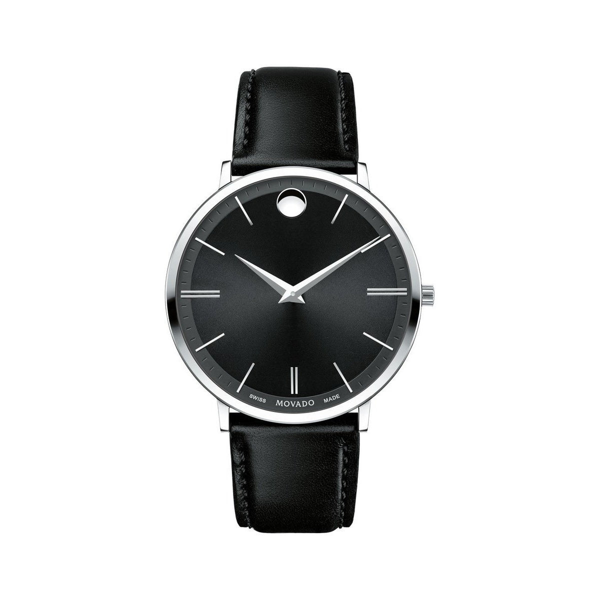 Movado Men's 0607086 Ultra Slim Black Leather Watch