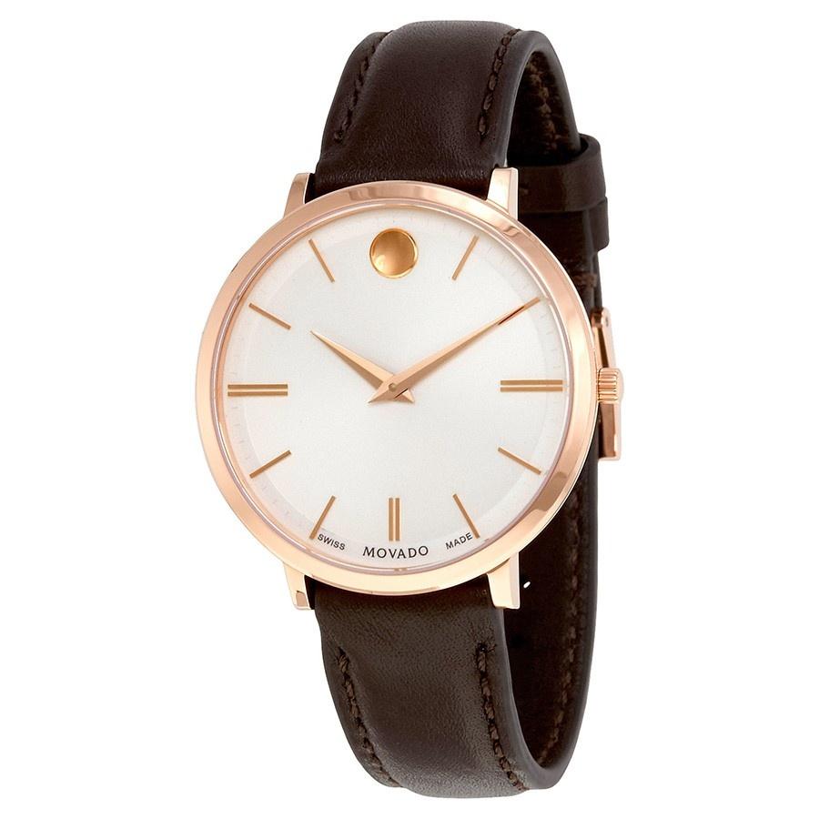 Movado Women's 0607093 Ultra Slim Brown Leather Watch