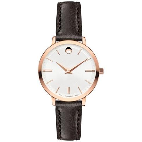 Movado Women&#39;s 0607096 Ultra Slim Brown Leather Watch
