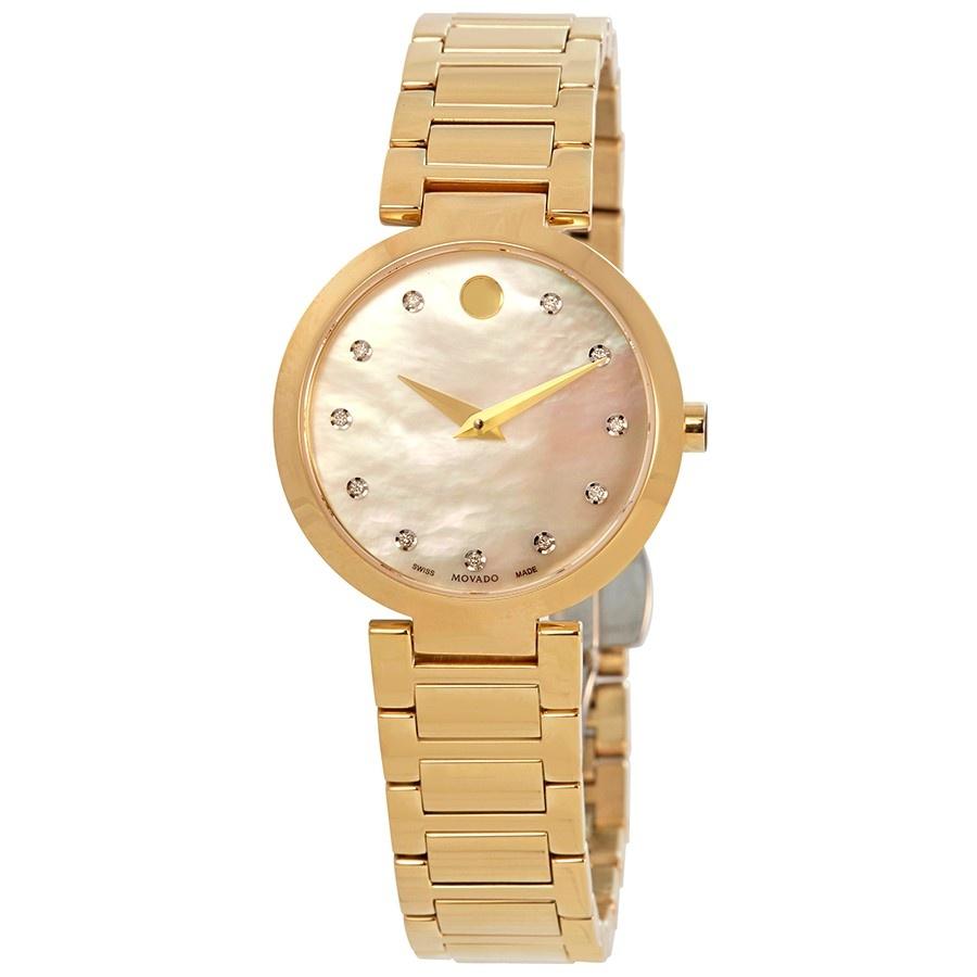 Movado Women's 0607105 Modern Classic Diamond Gold-Tone Stainless Steel Watch
