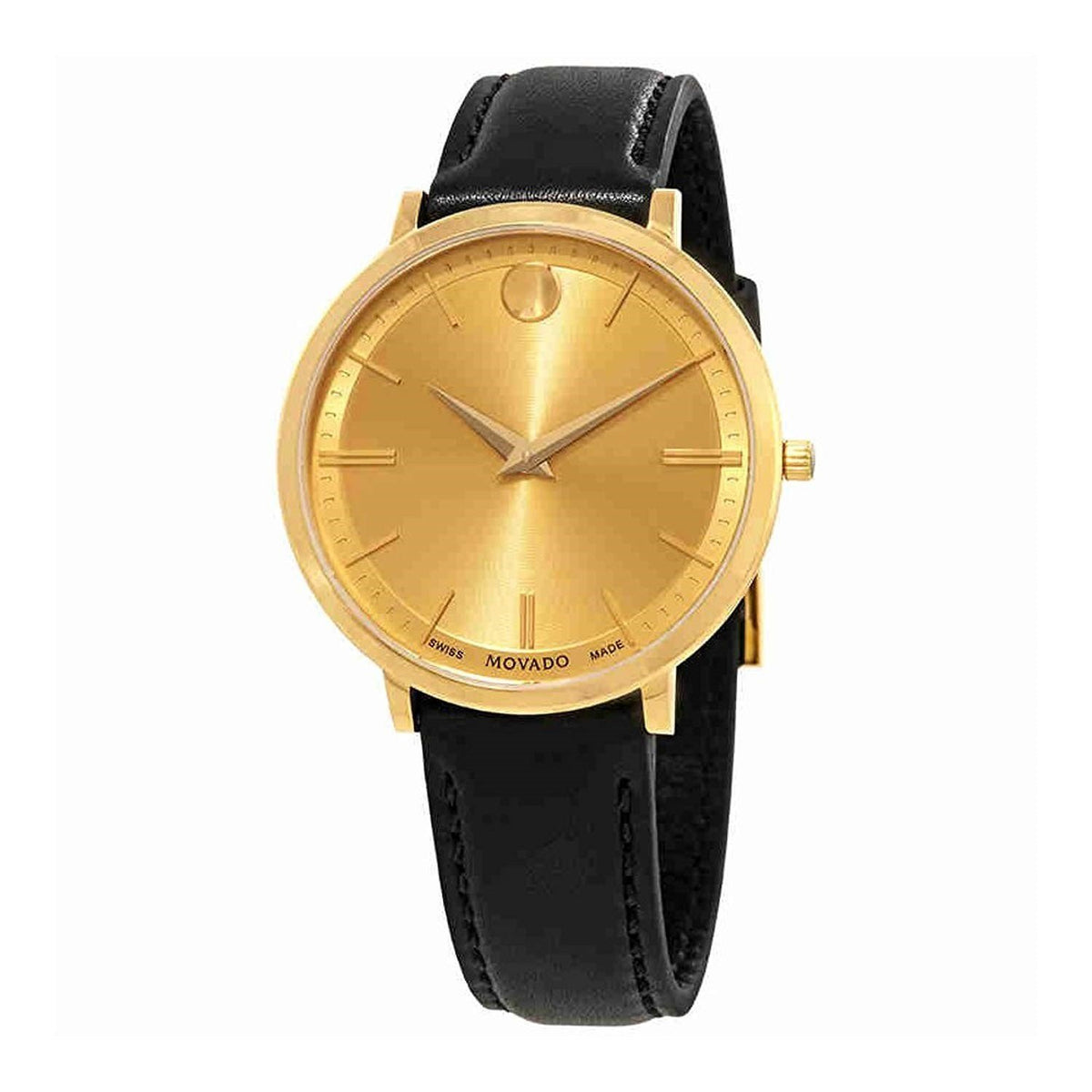 Movado Women's 0607157 Ultra Slim Black Leather Watch