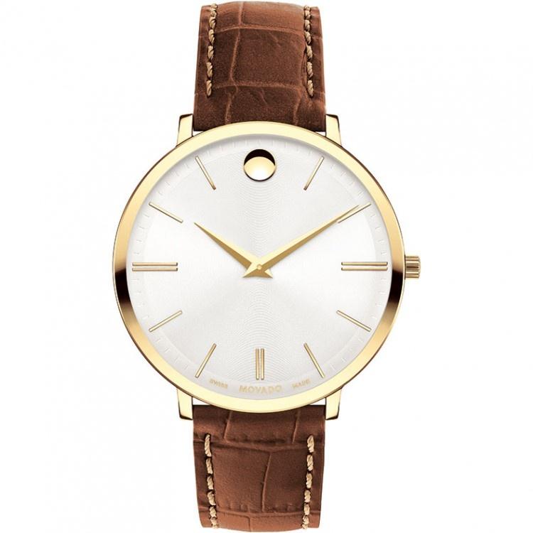 Movado Women&#39;s 0607176 Ultra Slim Brown Leather Watch