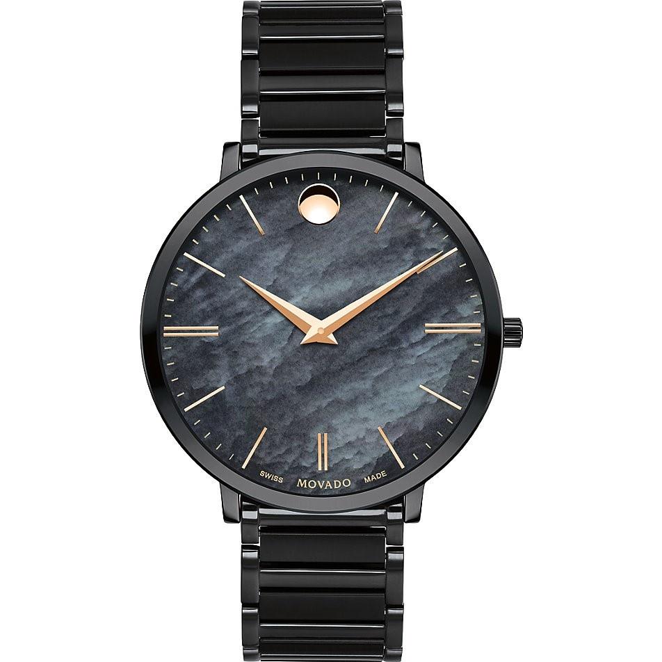 Movado Women&#39;s 0607211 Ultra Slim Black Stainless Steel Watch