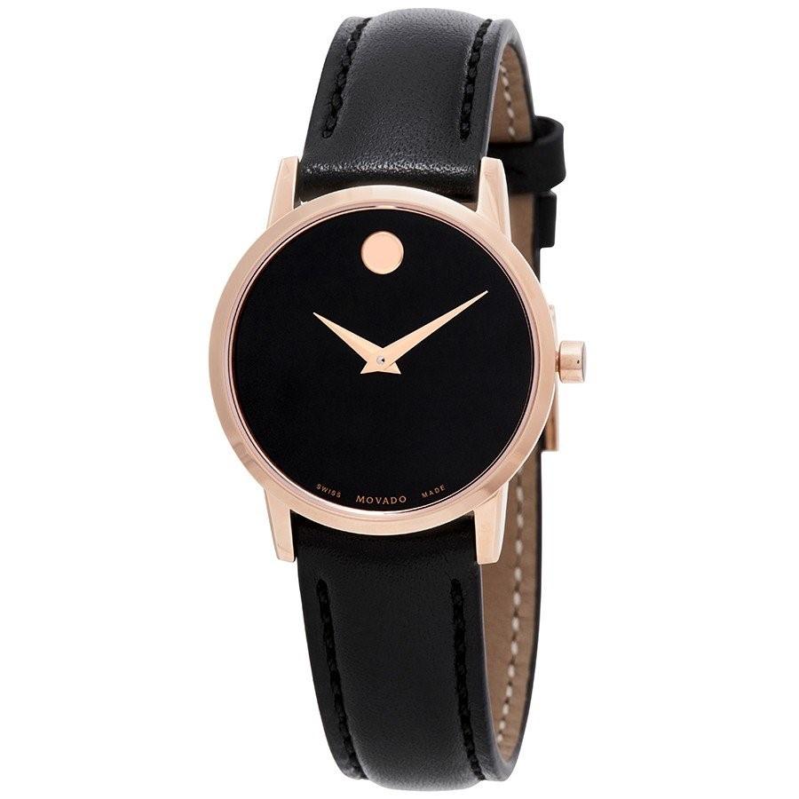 Movado Women&#39;s 0607276 Museum Classic Black Leather Watch