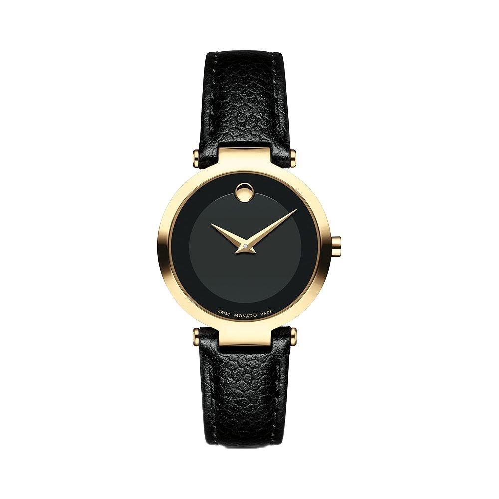 Movado Women's 0607347 Museum Classic Black Leather Watch