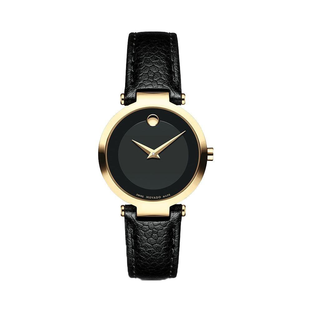 Movado Women&#39;s 0607347 Museum Classic Black Leather Watch
