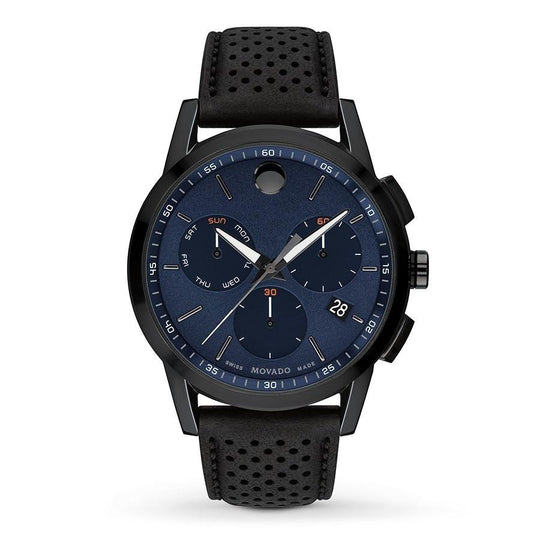 Movado Men's 0607360 Museum Sport Chronograph Black Leather Watch