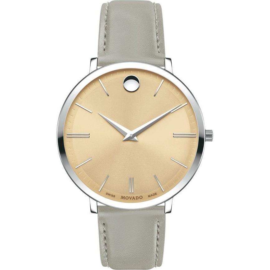 Movado Women's 0607372 Ultra Slim Grey Leather Watch