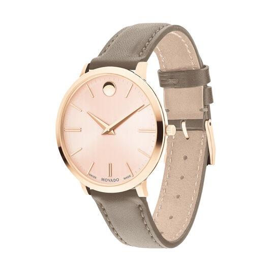 Movado Women&#39;s 0607374 Ultra Slim Pink Leather Watch