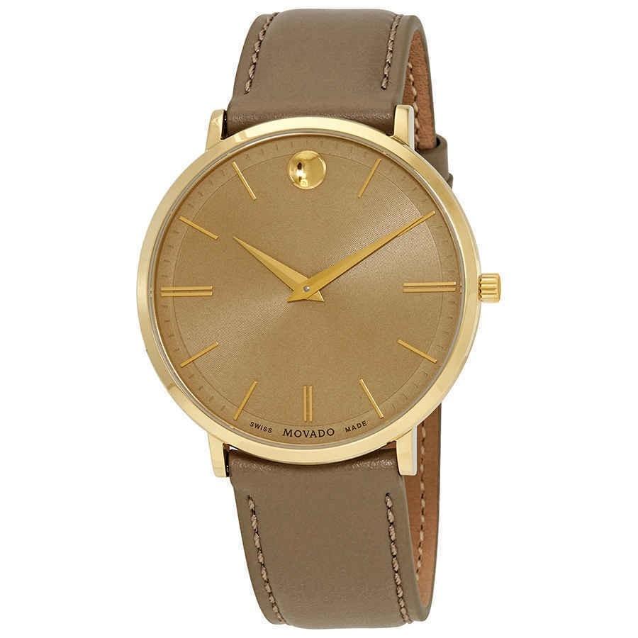 Movado Men's 0607375 Ultra Slim Taupe Leather Watch