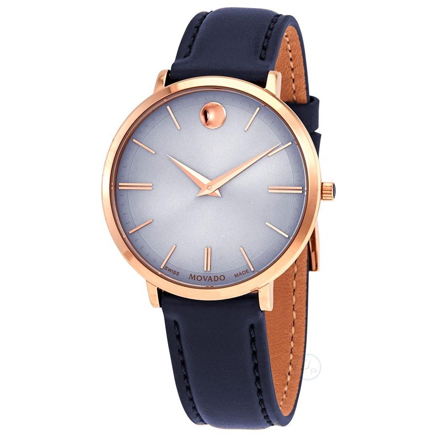 Movado Women's 0607402 Ultra Slim Blue Leather Watch