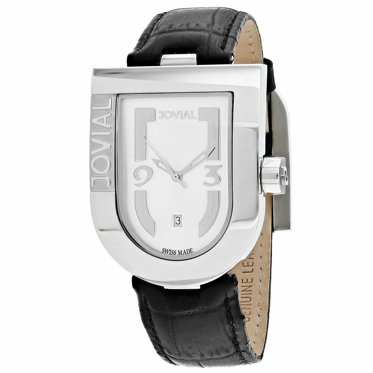 Jovial Men&#39;s 06406-GSL-02 Classic Black Leather Watch