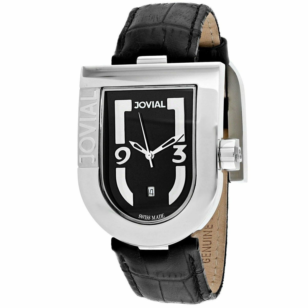 Jovial Men&#39;s 06406-GSL-04 Classic Black Leather Watch