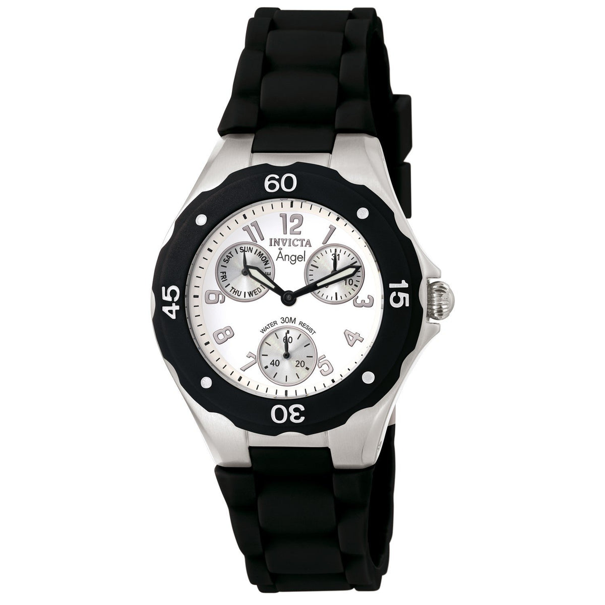 Invicta Women's 0733 Angel Multi-Function Black Silicone Watch