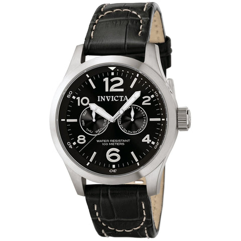 Invicta Men's 0764 I-Force Military Multi-Function Black Leather Watch