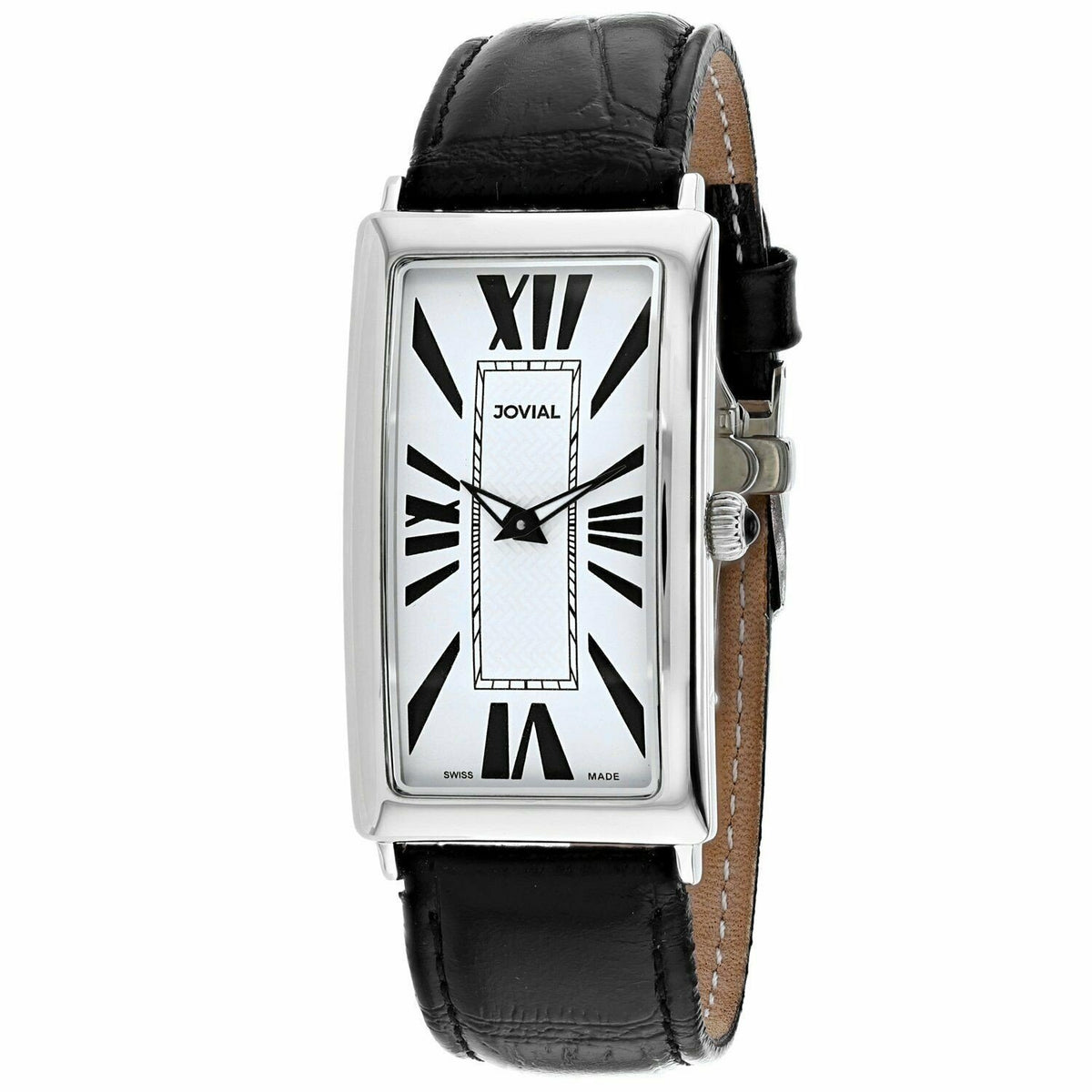 Jovial Men&#39;s 08036-MSL-01 Classic Black Leather Watch