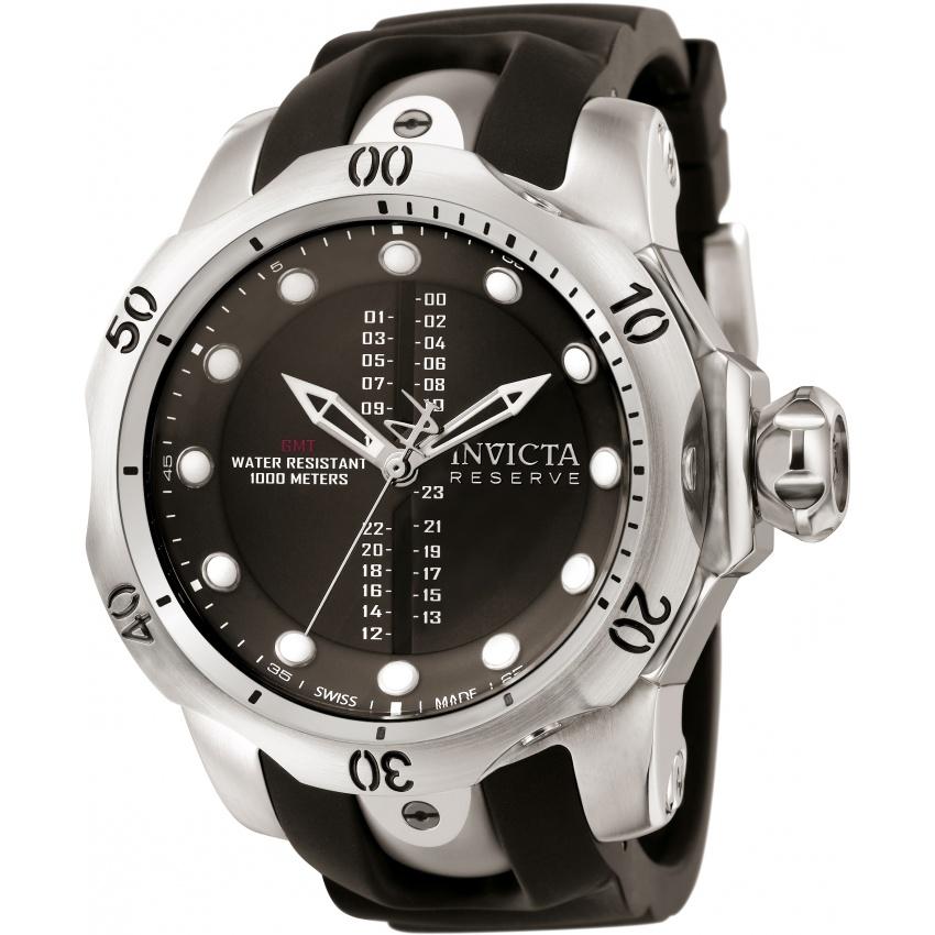 Invicta Men&#39;s 0804 Reserve Venom GMT Black Polyurethane Watch