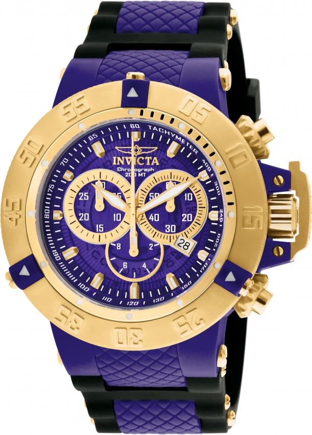 Invicta Men's 0929 Subaqua 3 Chronograph Black and Blue Polyurethane Watch